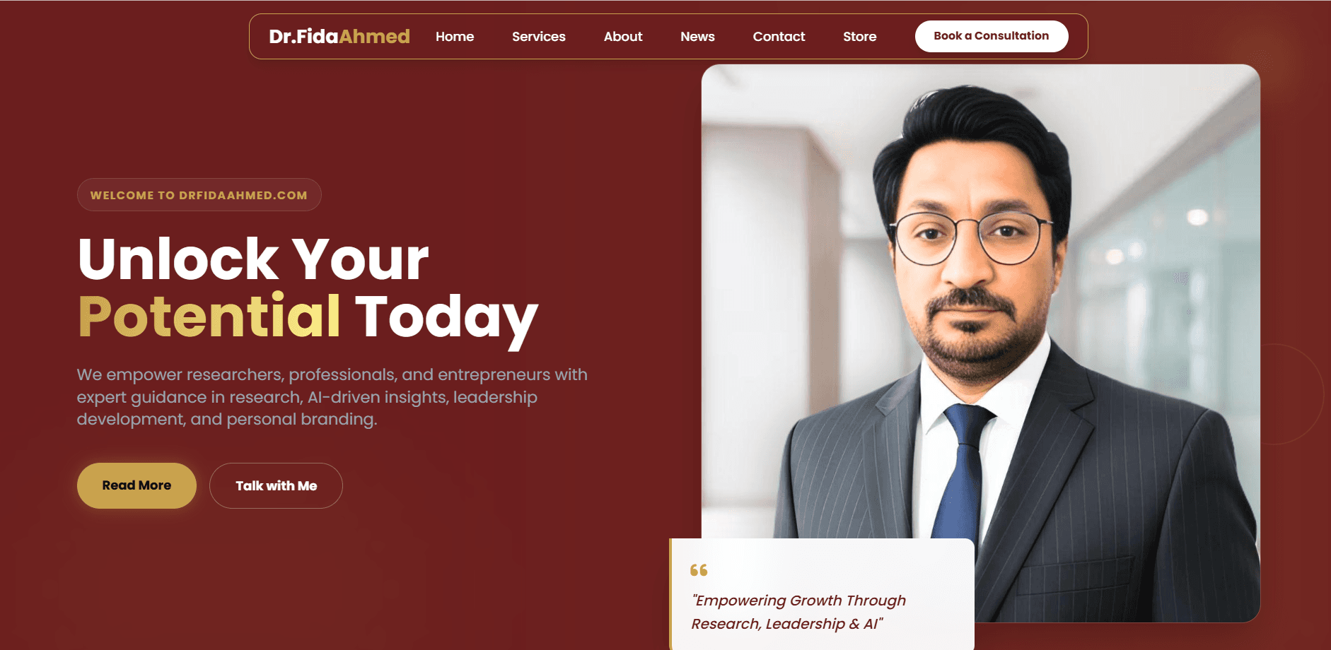 Dr. Fida Ahmed Personal Website